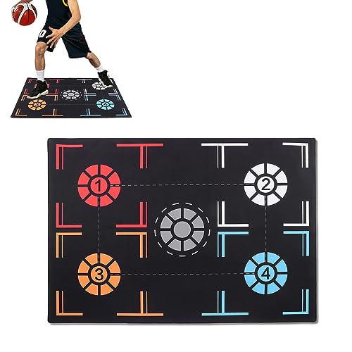 Basketball Training Mat, Rubber Basketball Footstep Mat, Training Pace Ball Control Player Equipment for Youth and Adult Ball Control Training