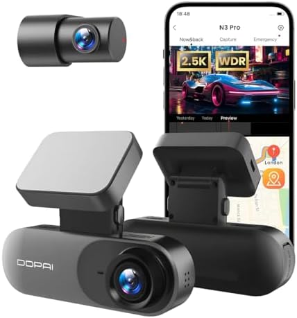 DDPAI N3 Pro Câmera Veicular Frontal e Traseira 1600P+1080P, Dash...