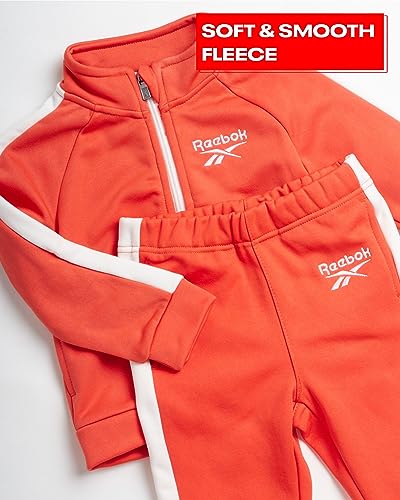Reebok Boys Sweatpants Set - 2 Piece Active Tricot Zip Up Mock Neck Boys Sweatshirts and Kids Pants Matching Activewear Set2