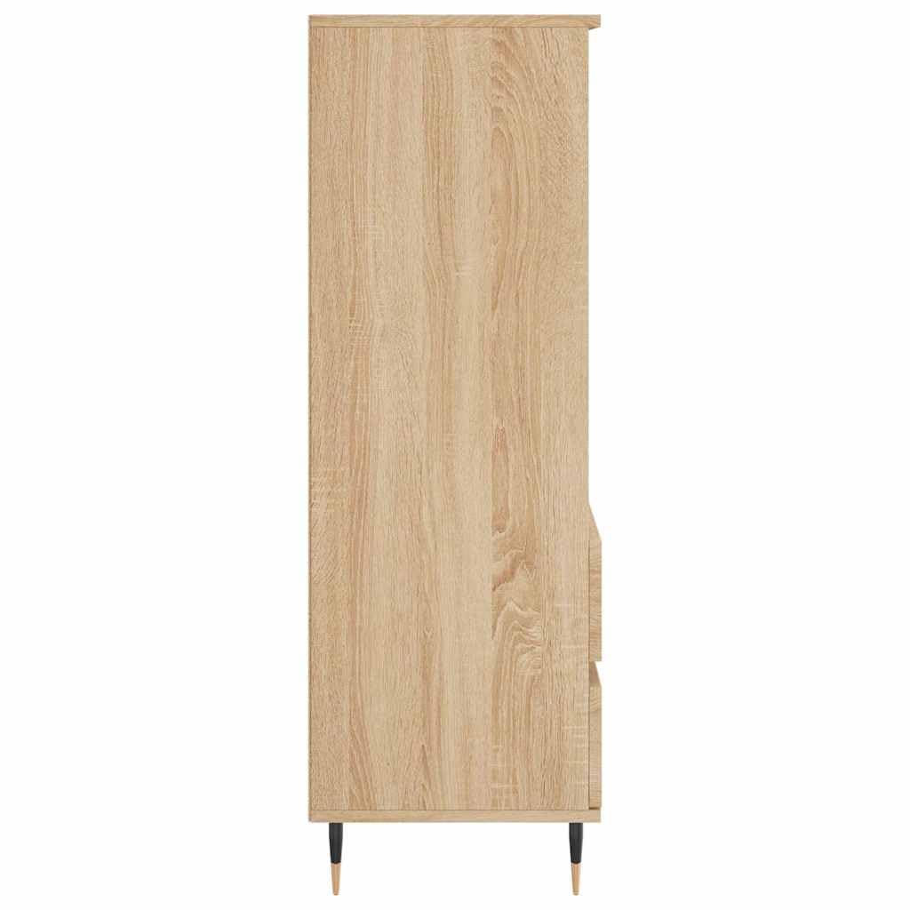 vidaXL Buffet Haut, Armoire avec 3 Compartiments et 2 Tiroirs, Meuble de Rangement avec Pieds Salle de Séjour, Industriel, Chêne Sonoma Bois d'Ingénierie