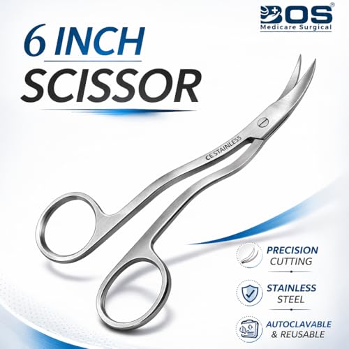 Image of Suture Cutting Scissor 6 Inch Stainless Steel Surgical Instrument | Precision Blades for Medical, Dental & Clinical Use, Durable & Sterilizable