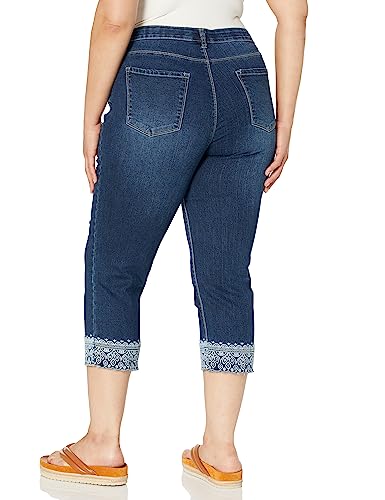 Women's Plus Size Jean Lea Crop Emb2