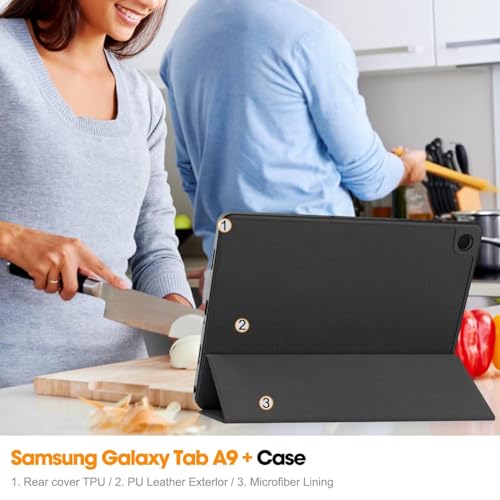 Image of Printme for Samsung Galaxy Tab A11 8.7 inch (2025), A9 8.7 inch (2023) - Trifold Case with Pen Holder - Slim Lightweight Stand Cover with Auto Sleep /Wake, Protective PU Leather Tablet Cover (Maroon)