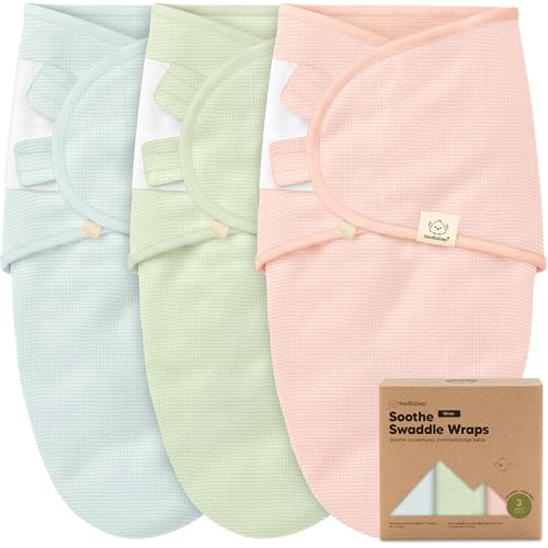 Image of 3-Pack Organic Swaddles for Newborns, Baby Swaddles 0-3 Months (Mellow) | Newborn Swaddle Sleep Sacks, Soft Cotton, Infant, Baby Swaddle Wraps, Girls, Boys, Large Hook & Loop Closure