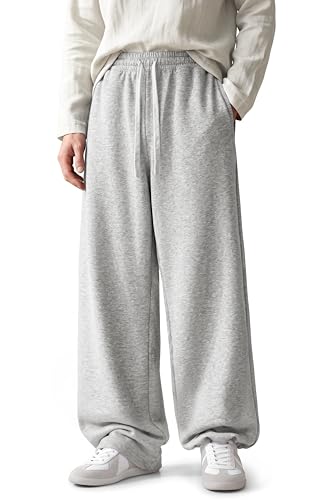 Image of Mens Baggy Sweatpants Adjustable Cuffs 2-in-1 Wide Leg Loose Gym Casual Lightweight Cotton Pants Pockets Drawstring