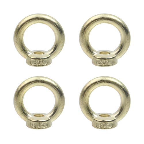 Image of Antrader M10 Metric Ring Shape Lifting Eye Nut,304 Stainless Steel M10 Ring Eye Bolts Threaded Nuts,Gold,4Pcs