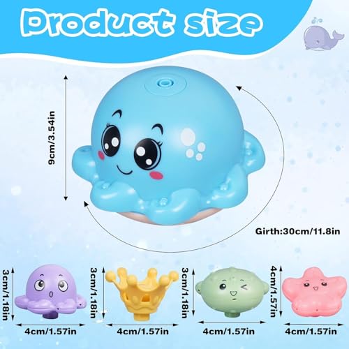 Image of Happy Hues Octopus Bath Toys for Babies &Toddlers- Mold-Free Wall Mount Waterfall Bath Toys