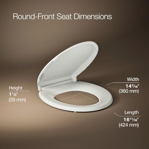 Image of KOHLER 4639-RL-NY Cachet ReadyLatch Round Toilet Seat Soft Close, Dune (Pack of 4)