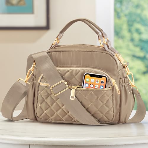 Collections Etc Zipper Pocketed Quilted Nylon Handbag with Adjustable Strap4