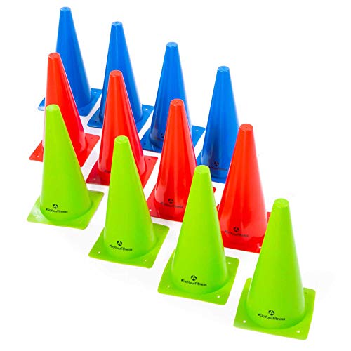 #DoYourFitness® Set (1/3 / 6) de Cone de Marquage/Chepeau de marquage/Cone de Marquage de qualité supérieure avec Porte Plot. Couleur Bleu - Rouge - Vert | 15cm, 23cm, 30cm 6* Small (Bleu) Cover