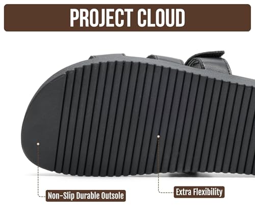 Image of Project Cloud 100% Genuine Leather Sandals for Women Footwear - Stylish Womens Sandals with Plush & Soft Insole - Non-Slip and Water-Resistant Beach Sandals Slides for Women (Mayvy)