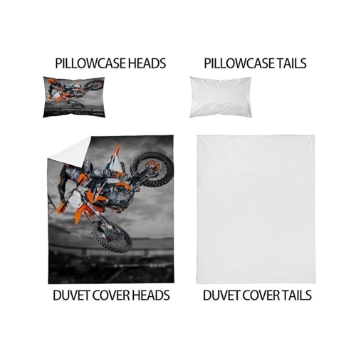 Parure moto tout-terrain 135x200cm avec housse de couette microfibre et taie d'oreiller - 5