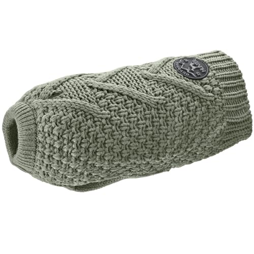 HUNTER Hundepullover MALMÖ, Farbe: Khaki, klassisches Zopfstrick-Muster, wärmend & bequem, elastisch für optimalen Sitz, reflektierend für mehr Sichtbarkeit, waschbar bei 30°C, Größe: 25