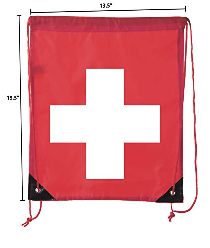 Image of Mato & Hash First Aid Backpack Drawstring Medical Bag for Emergencies or Epi Pen & Medicine - Red CA2500FirstAid S5