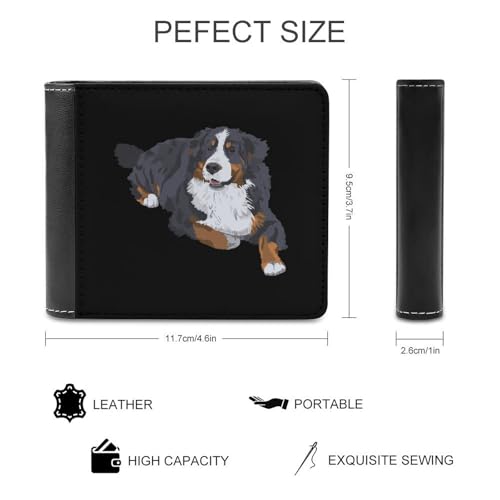 Swiss Bernese Mountain Dog Bifold Wallets for Men Leather Clutch Purses with Card Slots with 6 Credit ID Card Slot2