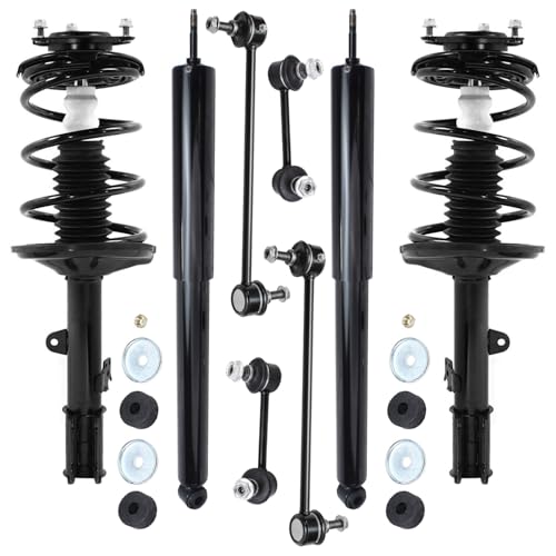 Image of Detroit Axle - FWD 8pc Struts Suspension Kit for Toyota 2001 2002 2003 2004 2005 RAV4, 2 Front Struts with Coil Spring Assembly 2 Rear Shock Absorbers 4 Front Rear Stabilizer Sway Bar Ends Replacement