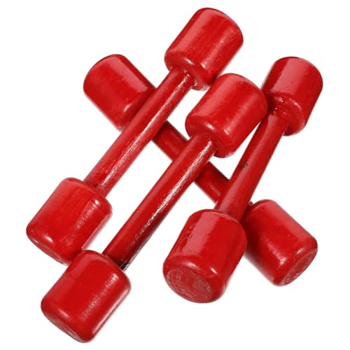 TOYANDONA 4 Piezas juguete con mancuernas de madera mancuerna equipo de gimnasio Pesos de entrenamiento juguete con mancuernas para bebé Levantando pesas pequeños pesos rojo