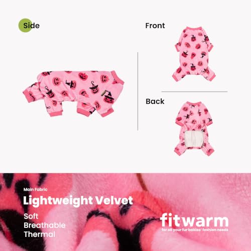 Image of Fitwarm Halloween Jack O Lantern Dog Pajamas, Funny Costumes for Small Dogs Girl, Pet Outfit, Pink, Black, Large