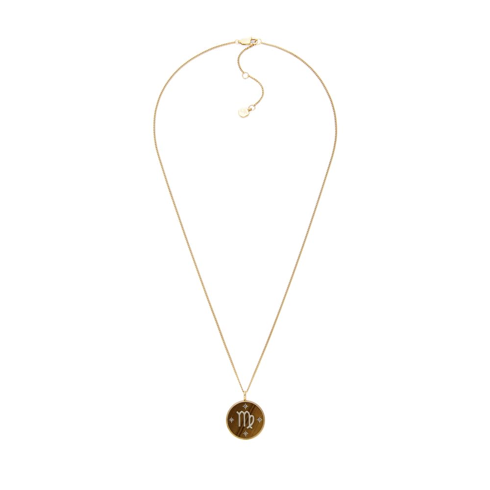 FOSSIL Women's Stainless Steel with lobster clasp closure Round zodiac pendant necklace