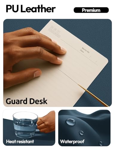 Image of YSAGi Leather Desk Protector, Office Mat, Large Mouse Mat, Non-Slip PU Leather Blotter, Laptop Pad, Waterproof Writing Pad for Office and Home (Dark Blue, 31.5 inch x 15.8 inch)