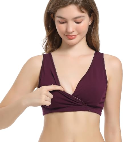 Image of CAKYE 3 Pack Cotton Maternity Nursing Bras Breastfeeding Sleep Bralette
