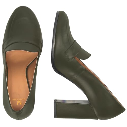 Image of MOOMMO Women Chunky Block Heel Pumps Round Closed Toe Slip On Oxford Loafers Shoes High Heels Snakeskin Work Pump Suede Loafer for Office Ladies Classic Formal Business Professional 4-13 M US