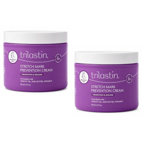 TriLASTIN Stretch Mark Cream for Pregnancy – Hydrating Belly Cream for Pregnant Women- Shea Butter &amp; Vitamin E, Paraben Free, No Added Fragrances - Maternity Body Lotion – 4 oz, 2 Pack