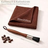 2er Tücher Barista Pinsel(Holzgriff) Set Braun + – Kaffeetuch Mikrofaser 30×30cm, Espresso Reinigungstuch & Poliertuch für Siebträger, Dampflanze, Kaffeemühle, Barista Zubehör & Espresso Zubehör – Ansicht 3