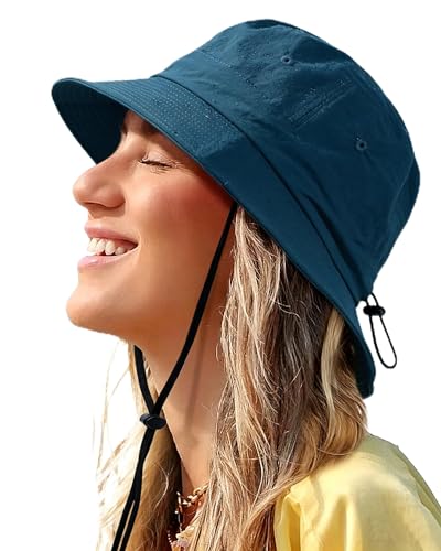 Image of Water-Resistant Bucket Hat for Women Men Rain Hat UPF 50+ Boonie Sun Hat Foldable Summer Floppy Fishing Safari Hats