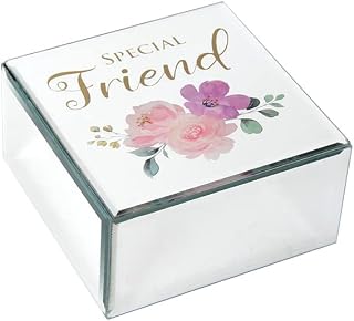 Friend Gift, Friend Jewellery Box, Mirrored Glass Jewellery Box, Keepsake Trinket Box, Present for Friend for Birthday, Christmas. A Beautiful Thoughtful Gift for a Special Friend
