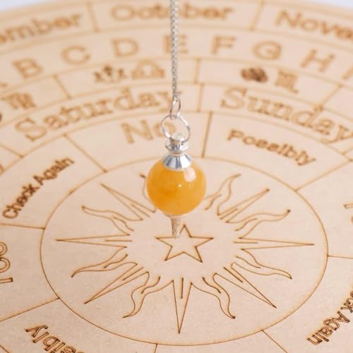 Image of Golden Quartz Ball Pendulum | Natural Crystal Stone Dowsing Pendulum | Healing Crystal Stones for Reiki Meditation, Feng Shui & Chakra Energy | Spiritual Vastu Decorative Items