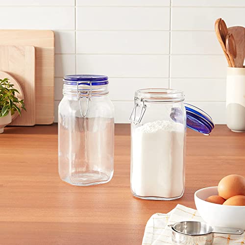 Bormioli Rocco Fido Collection, 2 Pack, 50.75 Oz. Food Storage Glass Jars, Airtight Rubber Seal & Glass Lid, With Stainless Wire Clamp, Made In Italy. #TOP4