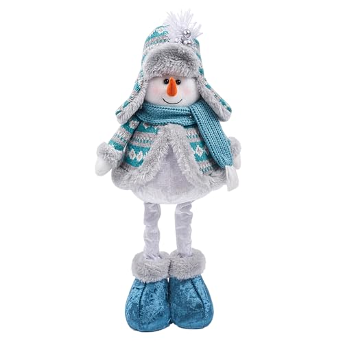 Image of Moonlove Christmas Decorative Standing Figure with Extendable Legs Xmas Santa Claus Snowman Reindeer Telescopic Legs Figurine Fancy Gift Plush Ornaments for Christmas Tree Fireplace Window