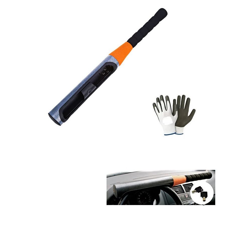 KIMISS Bloccasterzo Universale A Morsa - Antifurto Per Auto, Camion E SUV - Colori Nero/Giallo/Rosso, 44 Cm