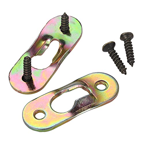Image of dophee 10Pcs Metal Keyhole Hangers with Screws Hanging Plates Brackets Fasteners for Mirror Photo Picture Frames Oil Painting, 37x15mm