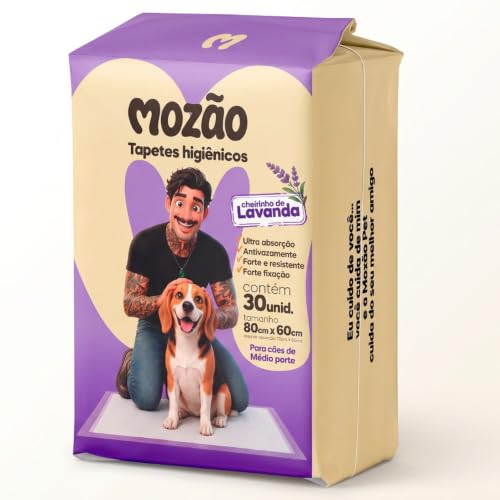 Tapete Higiênico Premium para Cães Mozão Aroma Lavanda 80x60cm 30 Unidades