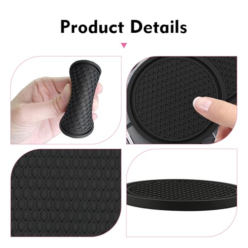 4 Posavasos para Auto en PVC Antideslizante Negro miniatura 6