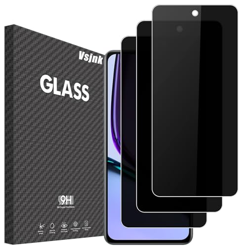 Vsjnk Privacidad Protector de Pantalla Compatible Con Realme C67 Cristal Templado,3 Piezas Screen Protector Dureza 9H Sin Burbujas Fácil de Limpiar Fácil de Instalar
