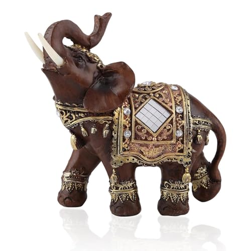 HERCHR Estatua Elefante, Buena Suerte Estatua Elefante Feng Shui Elefante Decoración Figurilla Elefante de la Suerte Riqueza Escultura de Elefante para el hogar