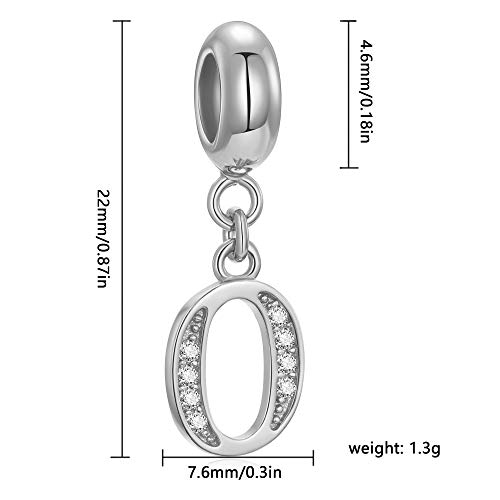Incrustations cristal lettre O charm argent 925 universel - 2