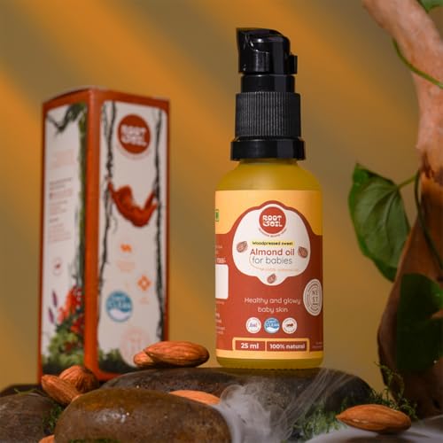 Image of ROOT and SOIL Wood-Pressed Sweet Almond Oil for Babies - 25ml Trial Size | 0+ Months | 100% Pure | Wood-Pressed Cold Process | Newborn Safe | Baby Massage Oil | No Preservatives