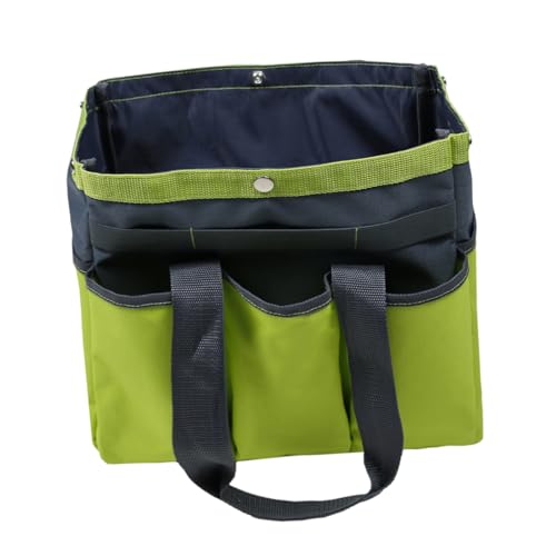 VALICLUD Oxford Fabric Garden Tool Bag with Multiple Pockets, Portable Gardening Tote Carrier for Lawn and Yard, Green Handheld Organizer Suitable for Outdoor Landscaping and Tool Storage