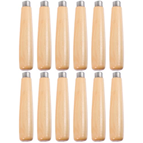 DOITOOL 3.55 Inch Wooden Replacement File Handles with Metal Collars Non-Slip Polished Grip for Woodworking Tool Maintenance and Garage Use