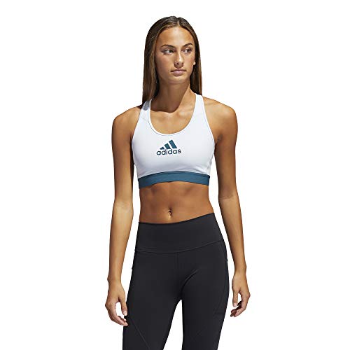 adidas Women's Don't Rest Alphaskin AEROREADY Training Pilates Yoga Medium Support Workout Bra, Halo Blue/Wild Teal, Medium