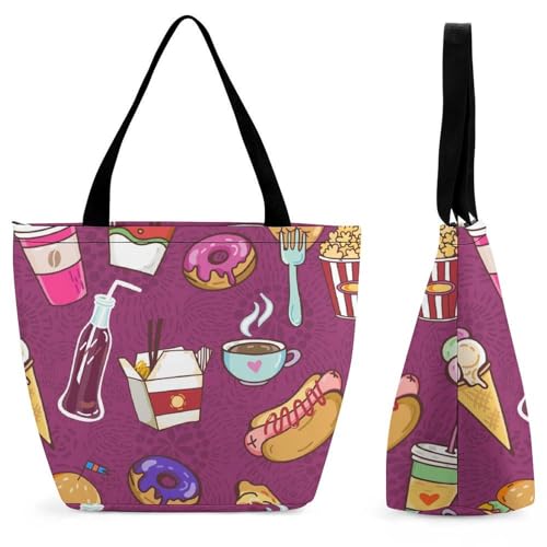 Sac à bandoulière femme fast-food sac à main grand format voyage et shopping