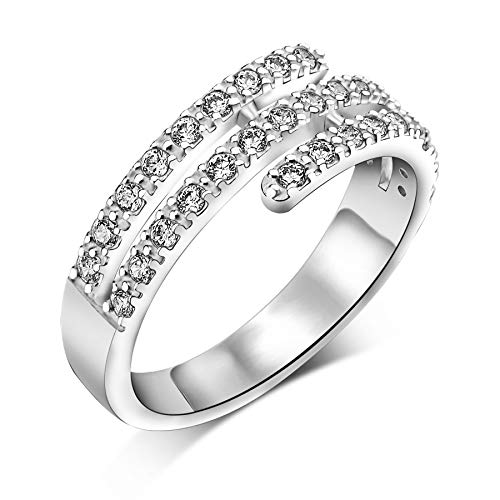 ELEGANZIA Sterling Silver Wedding Bands for Women Cubic Zirconia Eternity Rings for Teen Girls for Mom Girlfriend for Her (6)