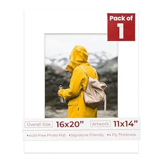 Poster Palooza 16x20 Mat Bevel Cut for 11x14 Photos - Acid Free Golf Ball Texture Precut Matboard - For Pictures, Photos, Framing - 4-ply Thickness