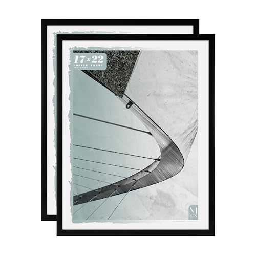 Image of MCS Foundation 17x22 Poster Frame Traditional Black, Vertical & Horizontal Wall Hanging Large Picture Frame for Photos, Posters & Art Prints (2-Pack)