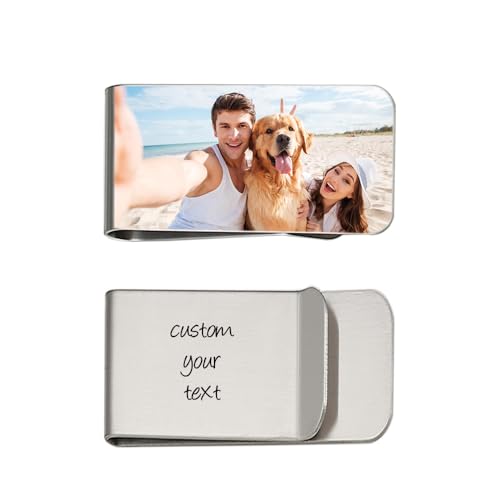 Personalized Money Clip for Men, Custom Money Clip Engraved Photo Text LOGO Cash Credit Card Holder Moneyclips For Boyfriend Dad Husband, 50 * 26