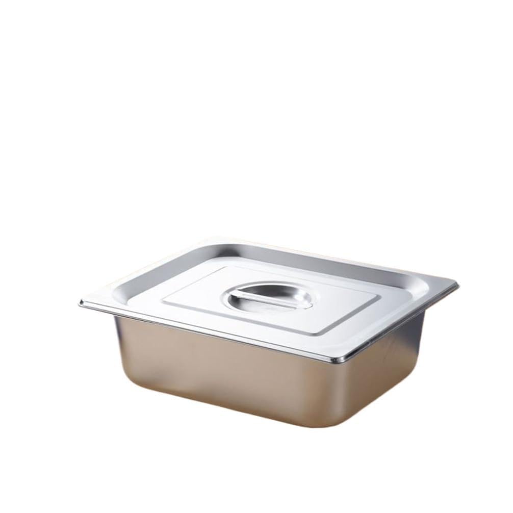 Edelstahl Beilagenbehälter Für Gastro Et Küche,Pizza Zutatenbehälter Mit Deckel,Gastro Behälter Zutatenbehälter,1/2（32.5 * 26.5cm）,10cm